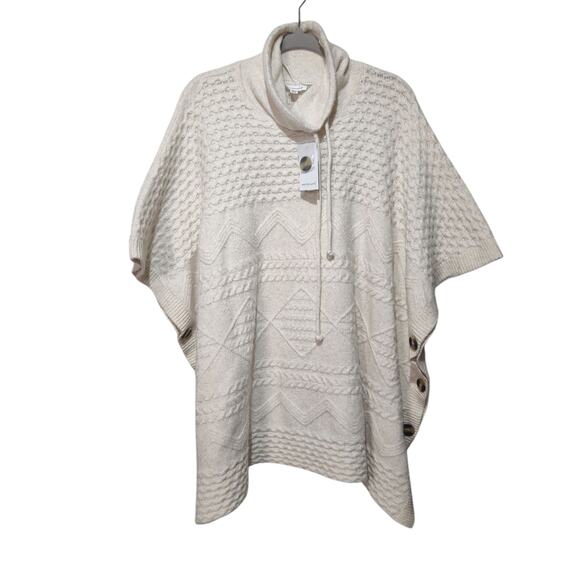 NWT Westbound Women's Sz XL Cream Cable Knit Sweater Poncho Shawl Cowl Neck - Picture 1 of 7